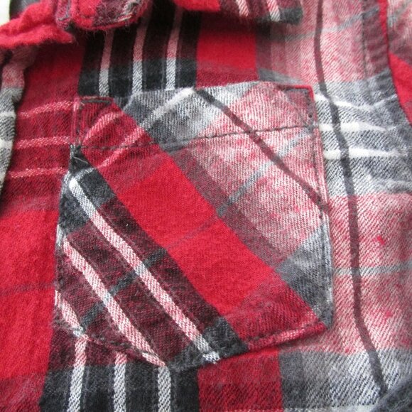 Cherokee Button Front Shirt Boys Size 4T Gray Red Plaid Long Sleeve Collared Top - Picture 3 of 3